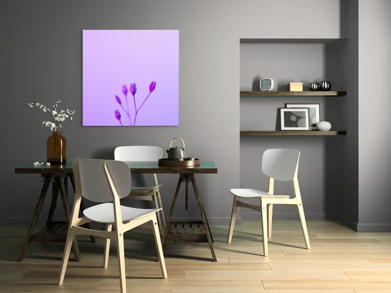 Tablou Canvas, "Boboci timizi pe fundal mov", Flori, Buds, Liliac, Minimalism, Calm, Simplu, Pastel, 100 x 100 cm – poza 6