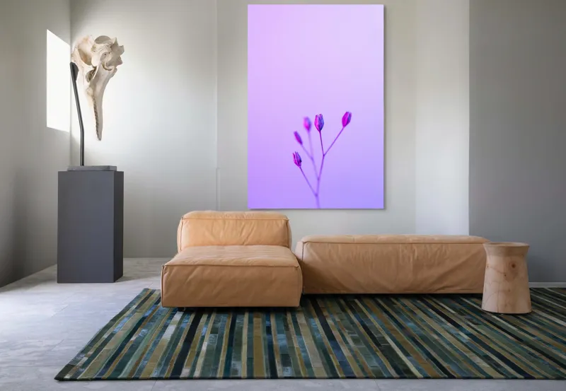 Tablou Canvas, "Boboci timizi pe fundal mov", Flori, Buds, Liliac, Minimalism, Calm, Simplu, Pastel, 100 x 150 cm – poza 7