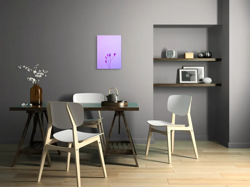 Tablou Canvas, "Boboci timizi pe fundal mov", Flori, Buds, Liliac, Minimalism, Calm, Simplu, Pastel, 39 x 54 cm – poza 7