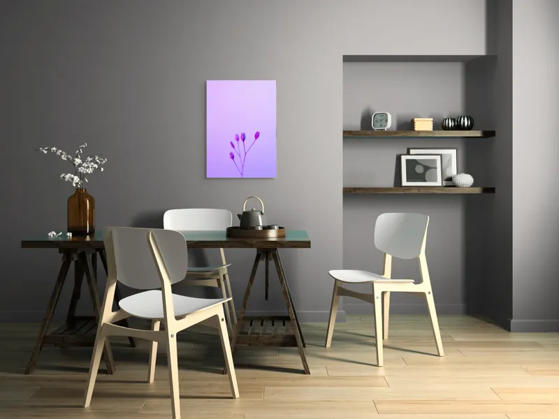 Tablou Canvas, "Boboci timizi pe fundal mov", Flori, Buds, Liliac, Minimalism, Calm, Simplu, Pastel, 50 x 70 cm – poza 5