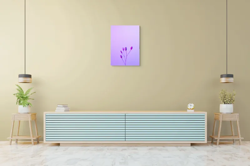 Tablou Canvas, "Boboci timizi pe fundal mov", Flori, Buds, Liliac, Minimalism, Calm, Simplu, Pastel, 50 x 70 cm – poza 6