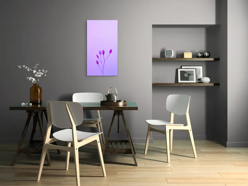 Tablou Canvas, "Boboci timizi pe fundal mov", Flori, Buds, Liliac, Minimalism, Calm, Simplu, Pastel, 50 x 90 cm – poza 4