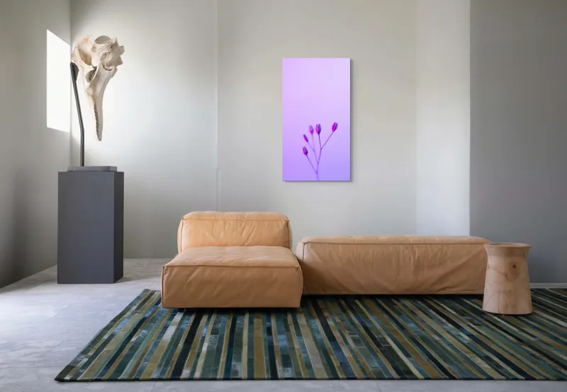 Tablou Canvas, "Boboci timizi pe fundal mov", Flori, Buds, Liliac, Minimalism, Calm, Simplu, Pastel, 50 x 90 cm – poza 5