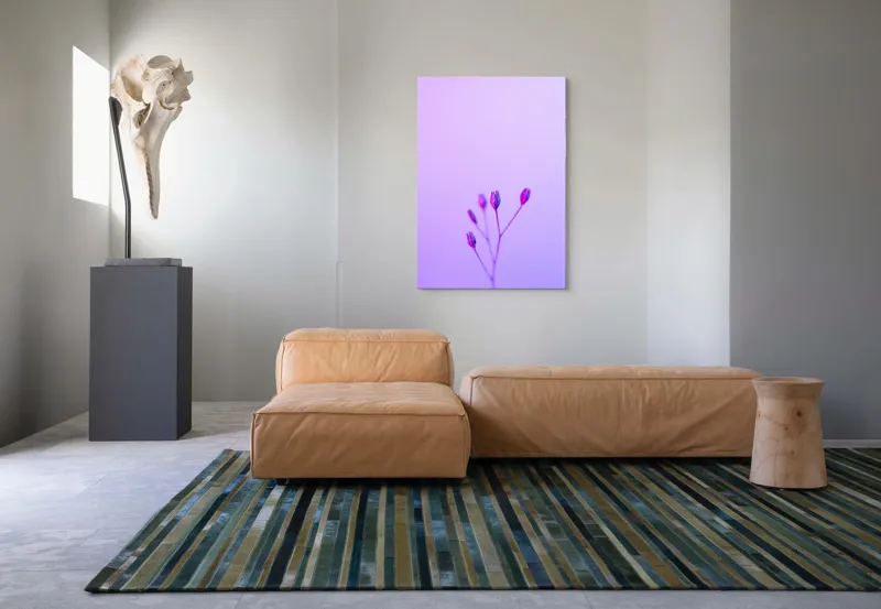 Tablou Canvas, "Boboci timizi pe fundal mov", Flori, Buds, Liliac, Minimalism, Calm, Simplu, Pastel, 70 x 100 cm – poza 7