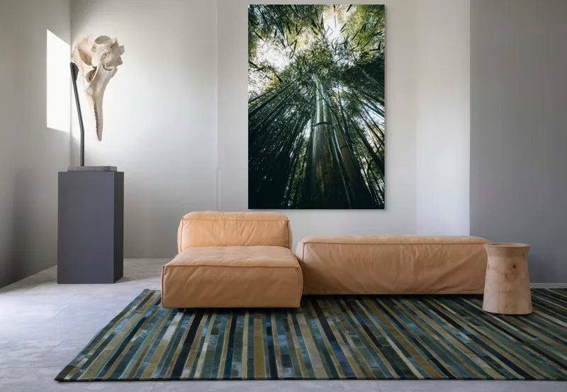 Tablou Canvas, "Pădurea de bambus înălțându-se spre cer", Verde, Bambus, Înalt, Natură, Cer, Frunziș, Lumină, Perspectivă, Tulpină, Vitalitate, 100 x 150 cm – poza 7
