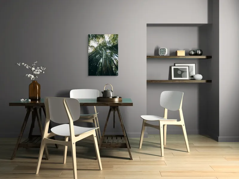 Tablou Canvas, "Pădurea de bambus înălțându-se spre cer", Verde, Bambus, Înalt, Natură, Cer, Frunziș, Lumină, Perspectivă, Tulpină, Vitalitate, 50 x 70 cm – poza 5