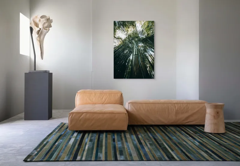 Tablou Canvas, "Pădurea de bambus înălțându-se spre cer", Verde, Bambus, Înalt, Natură, Cer, Frunziș, Lumină, Perspectivă, Tulpină, Vitalitate, 70 x 100 cm – poza 7