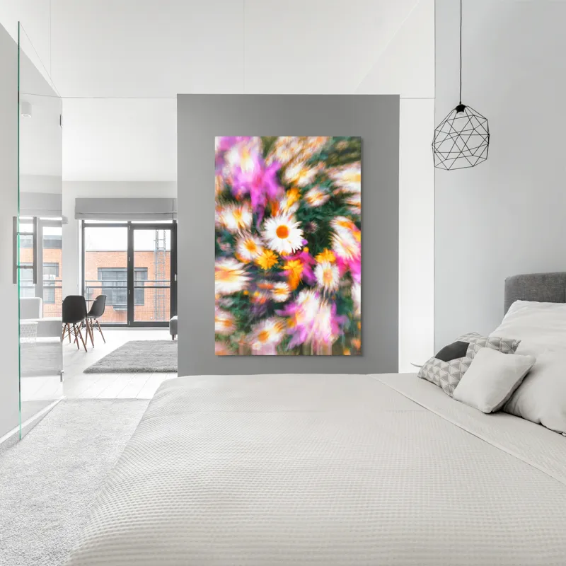 Tablou Canvas, "Vârtej floral într-o vară colorată", Flori, Culori, Dinamism, Energie, Vioiciune, Natură, Petale, Vârtej, Primăvară, Strălucire, 100 x 150 cm – poza 5
