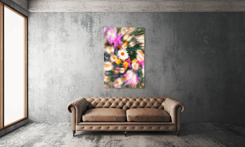 Tablou Canvas, "Vârtej floral într-o vară colorată", Flori, Culori, Dinamism, Energie, Vioiciune, Natură, Petale, Vârtej, Primăvară, Strălucire, 100 x 150 cm – poza 6
