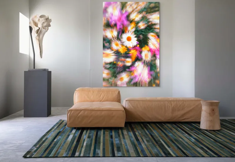 Tablou Canvas, "Vârtej floral într-o vară colorată", Flori, Culori, Dinamism, Energie, Vioiciune, Natură, Petale, Vârtej, Primăvară, Strălucire, 100 x 150 cm – poza 7