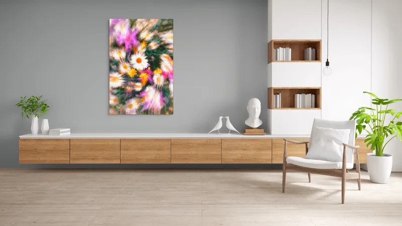 Tablou Canvas, "Vârtej floral într-o vară colorată", Flori, Culori, Dinamism, Energie, Vioiciune, Natură, Petale, Vârtej, Primăvară, Strălucire, 100 x 150 cm – poza 8