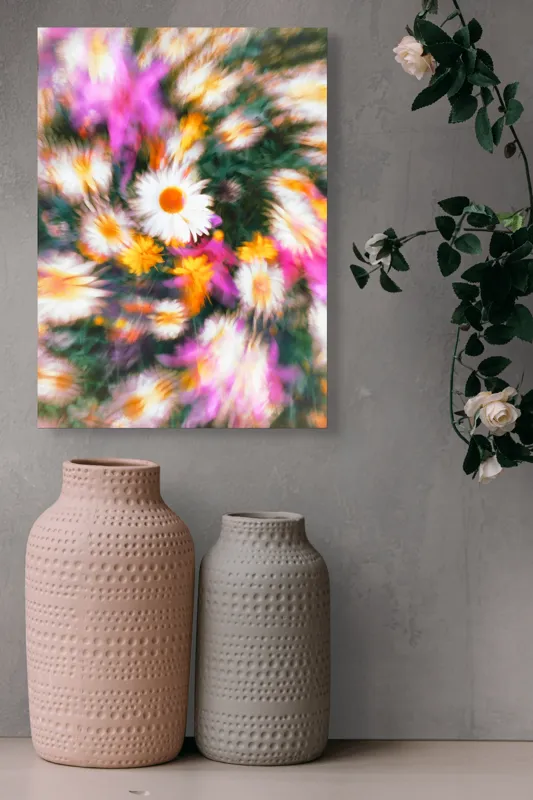 Tablou Canvas, "Vârtej floral într-o vară colorată", Flori, Culori, Dinamism, Energie, Vioiciune, Natură, Petale, Vârtej, Primăvară, Strălucire, 39 x 54 cm – poza 6