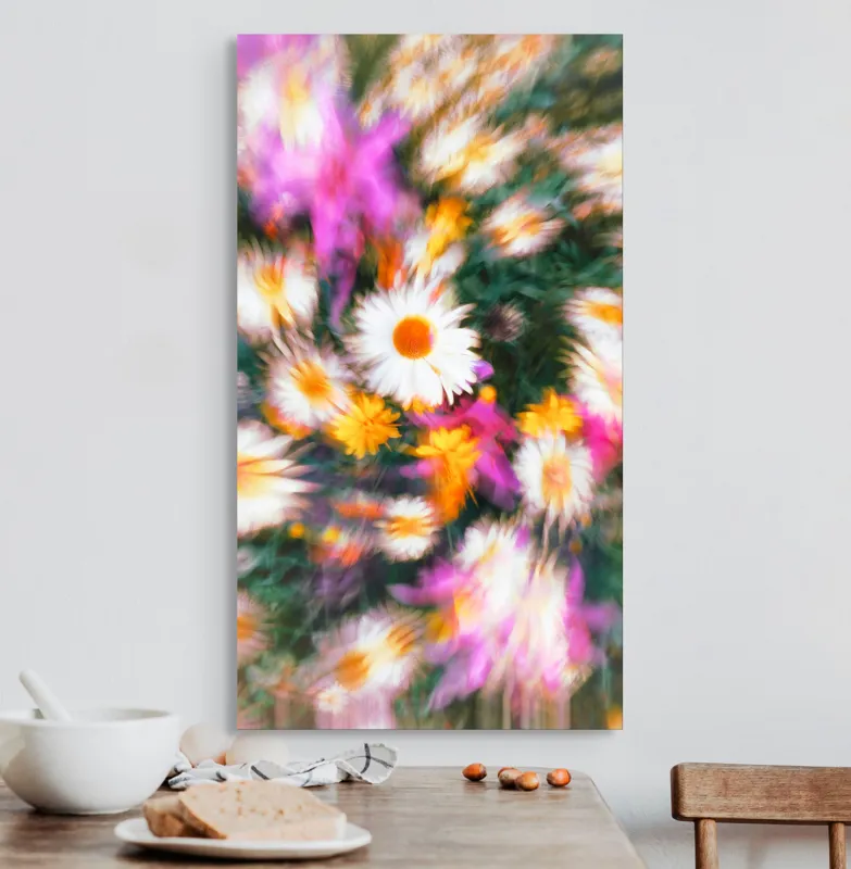 Tablou Canvas, "Vârtej floral într-o vară colorată", Flori, Culori, Dinamism, Energie, Vioiciune, Natură, Petale, Vârtej, Primăvară, Strălucire, 50 x 90 cm – poza 3