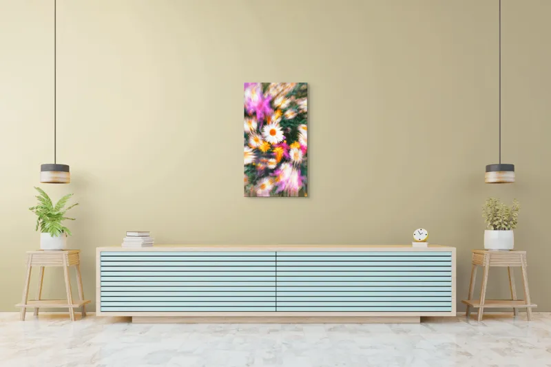 Tablou Canvas, "Vârtej floral într-o vară colorată", Flori, Culori, Dinamism, Energie, Vioiciune, Natură, Petale, Vârtej, Primăvară, Strălucire, 50 x 90 cm – poza 6
