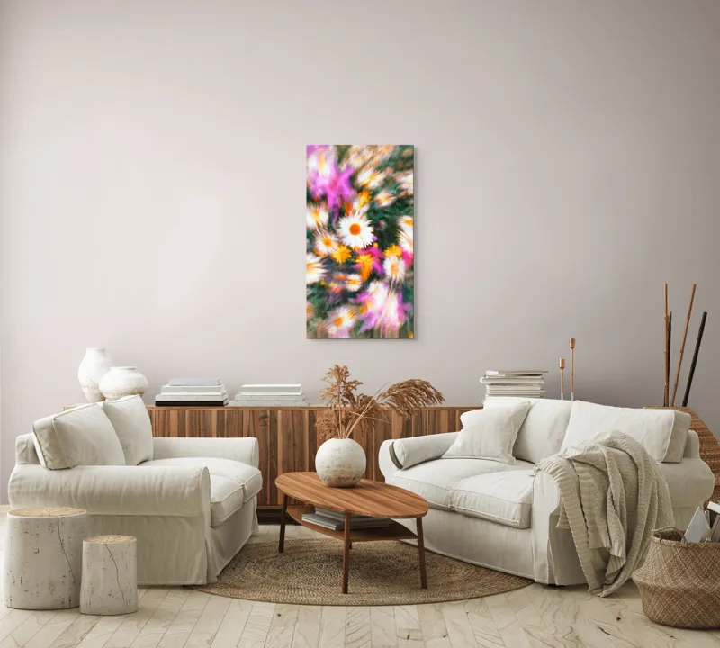 Tablou Canvas, "Vârtej floral într-o vară colorată", Flori, Culori, Dinamism, Energie, Vioiciune, Natură, Petale, Vârtej, Primăvară, Strălucire, 50 x 90 cm – poza 7