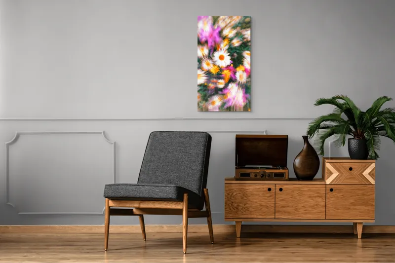 Tablou Canvas, "Vârtej floral într-o vară colorată", Flori, Culori, Dinamism, Energie, Vioiciune, Natură, Petale, Vârtej, Primăvară, Strălucire, 50 x 90 cm – poza 8