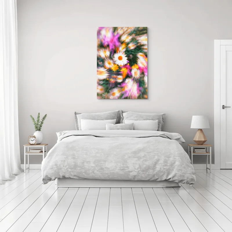 Tablou Canvas, "Vârtej floral într-o vară colorată", Flori, Culori, Dinamism, Energie, Vioiciune, Natură, Petale, Vârtej, Primăvară, Strălucire, 70 x 100 cm – poza 3