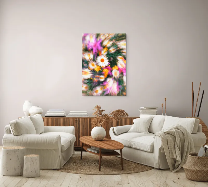 Tablou Canvas, "Vârtej floral într-o vară colorată", Flori, Culori, Dinamism, Energie, Vioiciune, Natură, Petale, Vârtej, Primăvară, Strălucire, 70 x 100 cm – poza 4