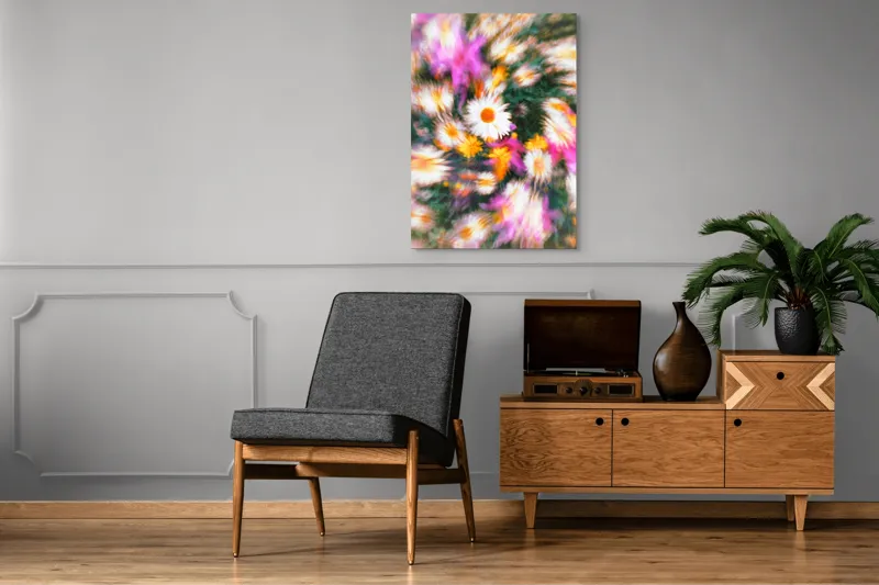 Tablou Canvas, "Vârtej floral într-o vară colorată", Flori, Culori, Dinamism, Energie, Vioiciune, Natură, Petale, Vârtej, Primăvară, Strălucire, 70 x 100 cm – poza 6