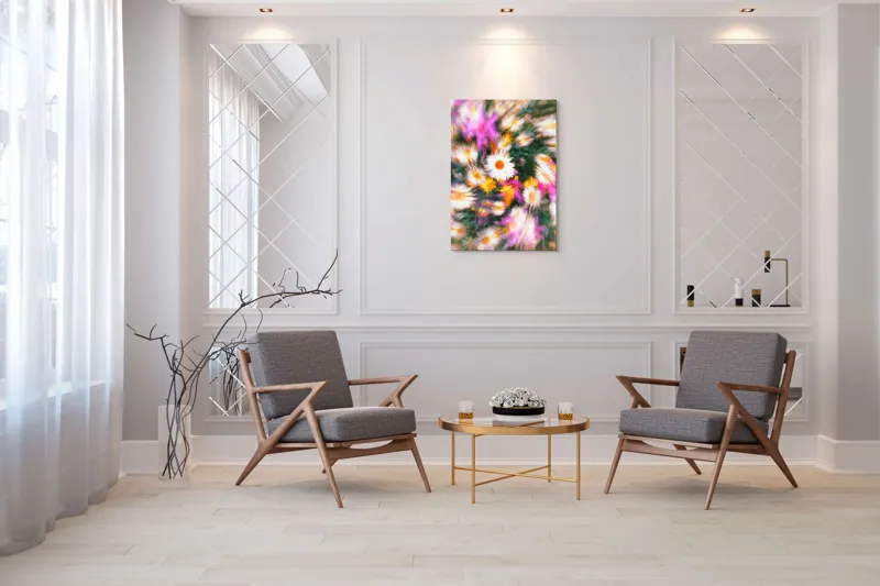 Tablou Canvas, "Vârtej floral într-o vară colorată", Flori, Culori, Dinamism, Energie, Vioiciune, Natură, Petale, Vârtej, Primăvară, Strălucire, 70 x 100 cm – poza 8