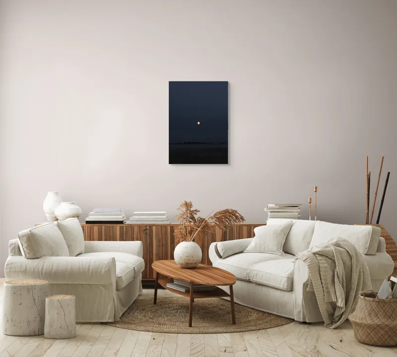 Tablou Canvas, "Luna strălucind peste câmp întunecat", Lună, Noapte, Cer, Siluetă, Mister, Liniște, Întuneric, Natură, Frumusețe, Calm, 50 x 70 cm – poza 4