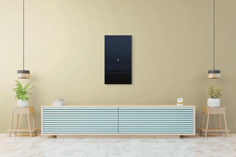 Tablou Canvas, "Luna strălucind peste câmp întunecat", Lună, Noapte, Cer, Siluetă, Mister, Liniște, Întuneric, Natură, Frumusețe, Calm, 50 x 90 cm – poza 6