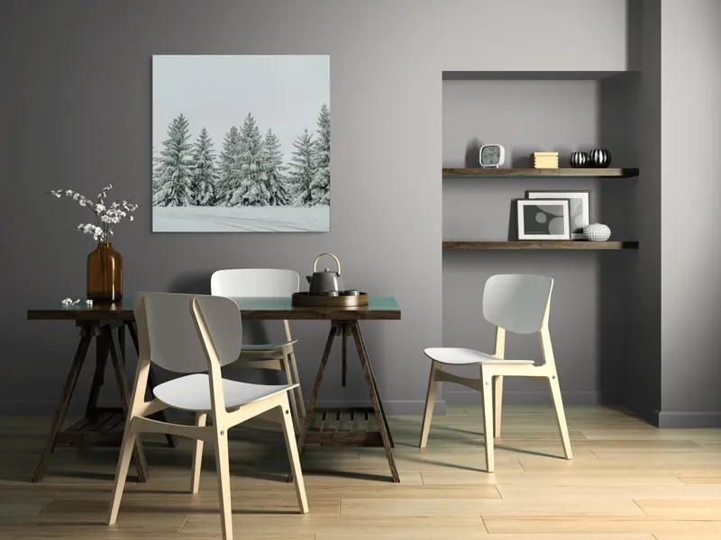 Tablou Canvas, "Iarna în pădurea de brazi ninși", Brazi, Zăpadă, Iarnă, Cer, Calm, Natură, Rece, Alb, Peisaj, Seninătate, 100 x 100 cm – poza 6