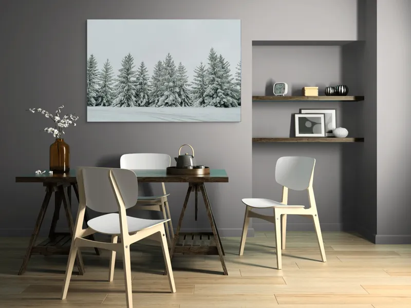 Tablou Canvas, "Iarna în pădurea de brazi ninși", Brazi, Zăpadă, Iarnă, Cer, Calm, Natură, Rece, Alb, Peisaj, Seninătate, 150 x 100 cm – poza 5