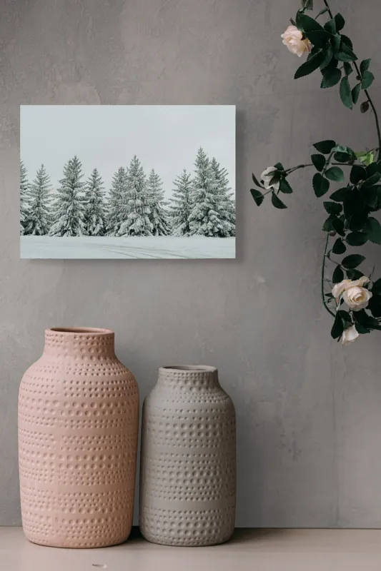 Tablou Canvas, "Iarna în pădurea de brazi ninși", Brazi, Zăpadă, Iarnă, Cer, Calm, Natură, Rece, Alb, Peisaj, Seninătate, 54 x 39 cm – poza 8