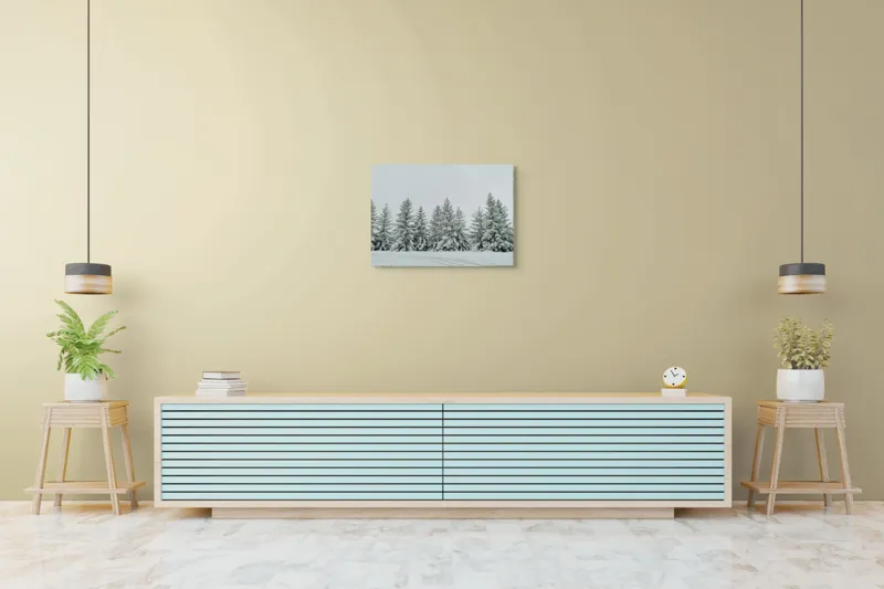 Tablou Canvas, "Iarna în pădurea de brazi ninși", Brazi, Zăpadă, Iarnă, Cer, Calm, Natură, Rece, Alb, Peisaj, Seninătate, 70 x 50 cm – poza 7