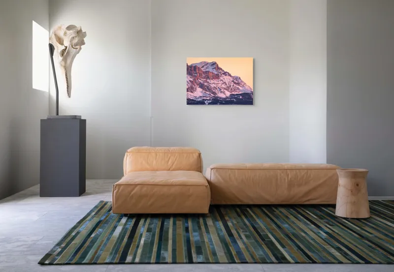 Tablou Canvas, "Aurora peste munții îmbrăcați în zăpadă", Măreție, Strălucire, Răsărit, Vârfuri, Zăpadă, Pădure, Tranquilitate, Grație, 70 x 50 cm – poza 8
