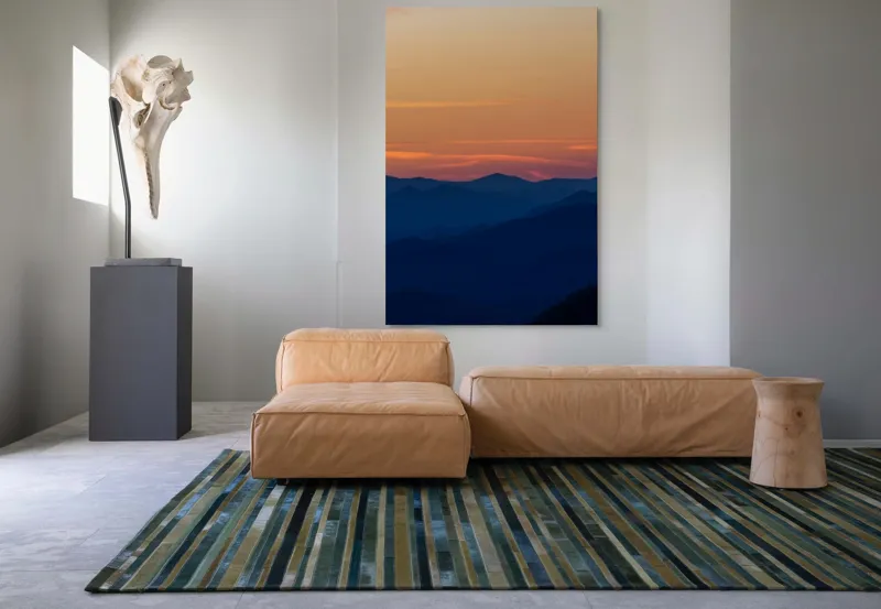 Tablou Canvas, "Munți sub cerul înserării", Apus, Munte, Siluetă, Cer, Nuanțe, Culoare, Liniște, Orizont, 100 x 150 cm – poza 7