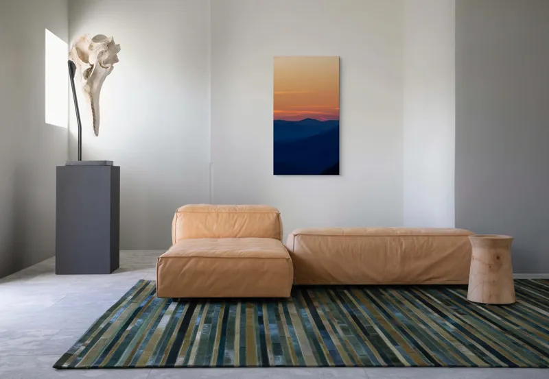 Tablou Canvas, "Munți sub cerul înserării", Apus, Munte, Siluetă, Cer, Nuanțe, Culoare, Liniște, Orizont, 50 x 90 cm – poza 5