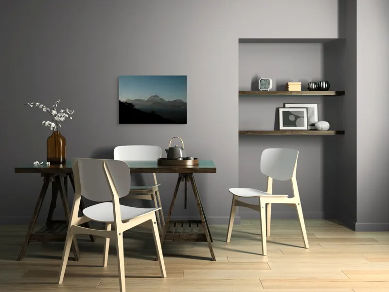Tablou Canvas, "Lumina dimineții pe vârfuri alpine", Majestuos, Întunecat, Pitoresc, Imens, Tranquil, Rece, Impunător, Serafic, Solitar, 70 x 50 cm – poza 5