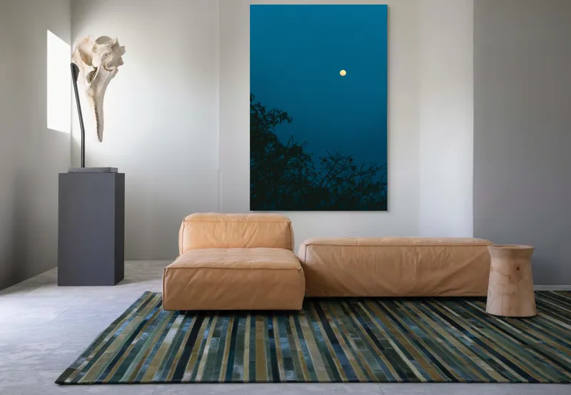 Tablou Canvas, "Luna plină strălucind în noapte", Lună, Cer, Albastru, Siluete, Crengi, Noapte, Liniște, Mister, Natură, Întuneric, 100 x 150 cm – poza 7