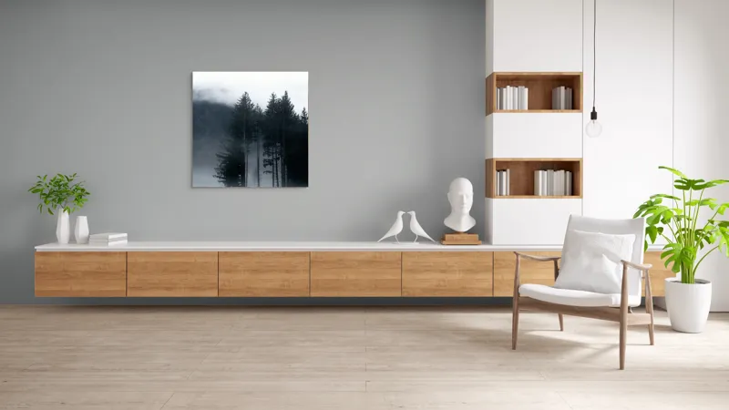 Tablou Canvas, "Misterul pădurii învăluite în ceață", Mister, Tăcere, Melancolie, Enigmatic, Pădure, Ceață, Întuneric, Natură, 100 x 100 cm – poza 8