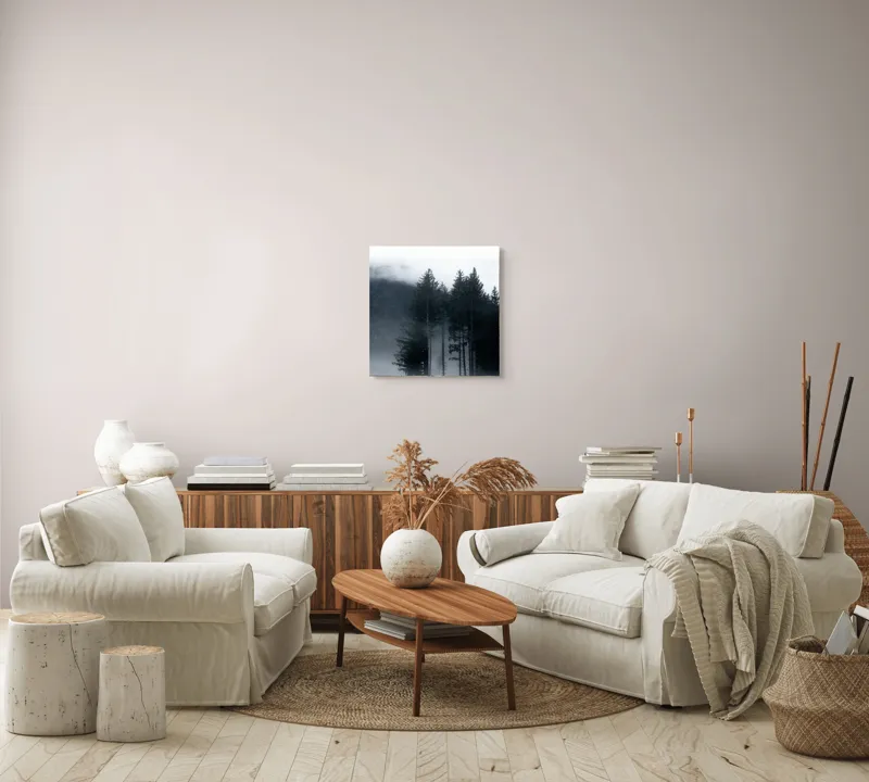 Tablou Canvas, "Misterul pădurii învăluite în ceață", Mister, Tăcere, Melancolie, Enigmatic, Pădure, Ceață, Întuneric, Natură, 50 x 50 cm – poza 7