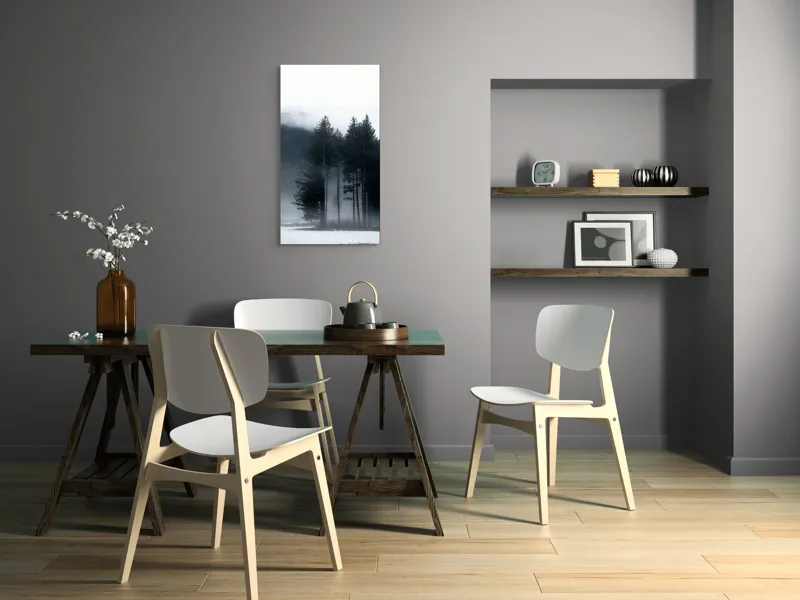 Tablou Canvas, "Misterul pădurii învăluite în ceață", Mister, Tăcere, Melancolie, Enigmatic, Pădure, Ceață, Întuneric, Natură, 50 x 90 cm – poza 4