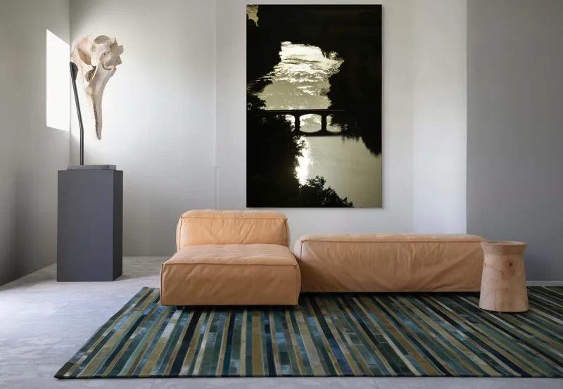 Tablou Canvas, "Podul peste râul liniștit al serii", Apus, Râu, Pod, Siluetă, Reflexii, Natură, Noapte, Lumină, Copaci, Peisaj., 100 x 150 cm – poza 7
