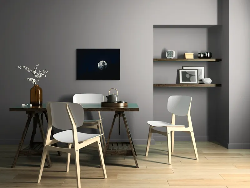 Tablou Canvas, "Luna printre copaci în noapte", Lună, Noapte, Copaci, Siluetă, Cer, Mister, Lumină, Natură, 70 x 50 cm – poza 5