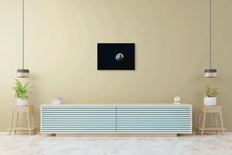 Tablou Canvas, "Luna printre copaci în noapte", Lună, Noapte, Copaci, Siluetă, Cer, Mister, Lumină, Natură, 70 x 50 cm – poza 7
