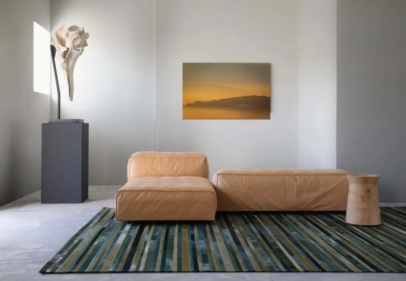 Tablou Canvas, "Dimineață aurie peste munți îndepărtați", Aurora, Serenitate, Munți, Ceață, Răsărit, Peisaj, Natură, 90 x 50 cm – poza 8