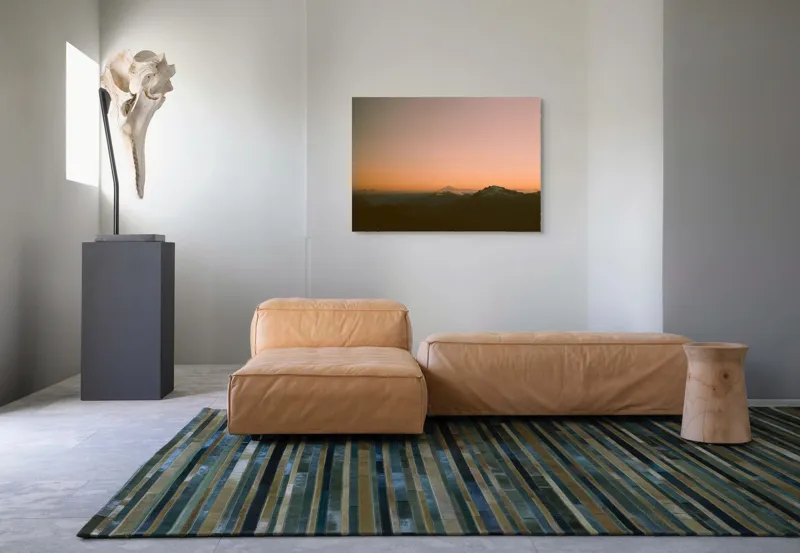 Tablou Canvas, "Zorii dimineții peste munți îndepărtați", Apus, Munți, Siluete, Cer, Norii., 100 x 70 cm – poza 7