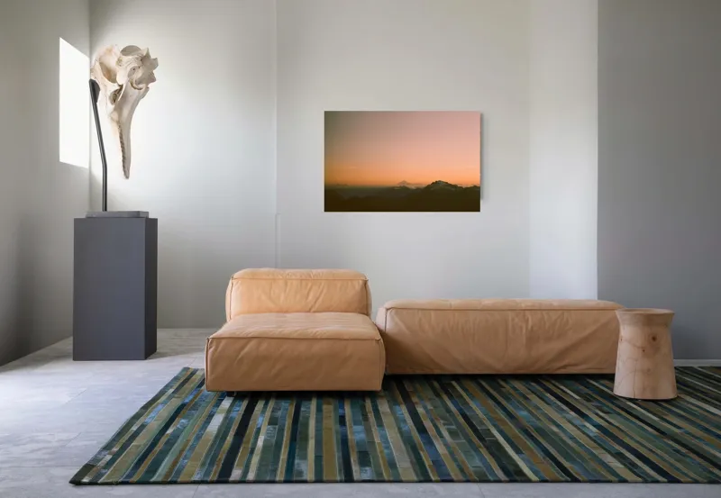 Tablou Canvas, "Zorii dimineții peste munți îndepărtați", Apus, Munți, Siluete, Cer, Norii., 90 x 50 cm – poza 8