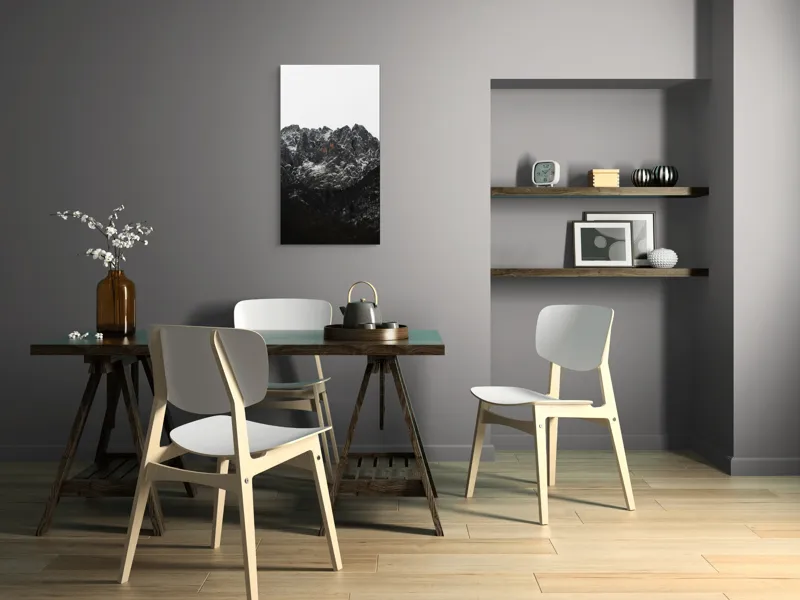 Tablou Canvas, "Zăpadă pe stâncile muntelui înalt", Munți, Zăpadă, Stânci, Cer, Iarnă, 50 x 90 cm – poza 4