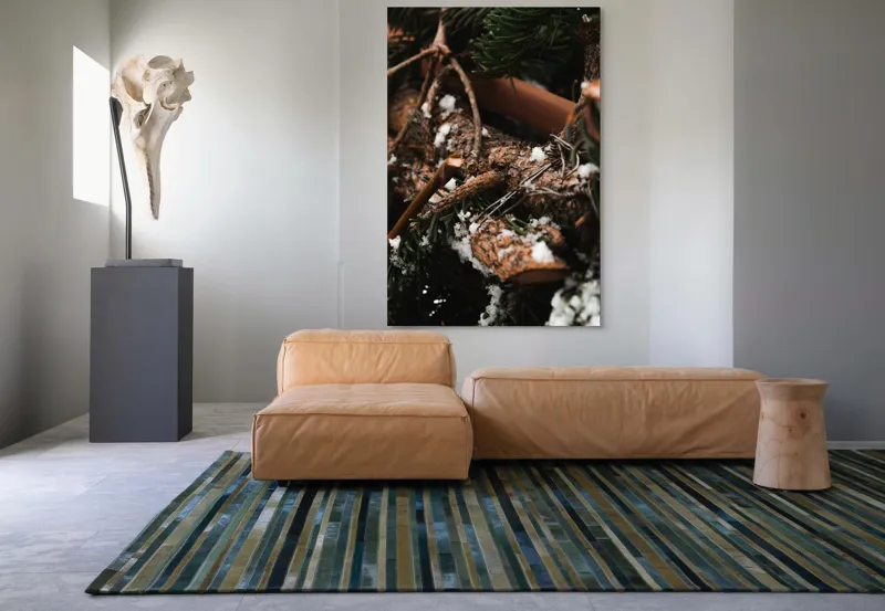 Tablou Canvas, "Crengi de brad acoperite de zăpadă", Crengi, Frunziș, Zăpadă, Natură, Textură, Iarnă, Rugozitate, Detaliu., 100 x 150 cm – poza 7