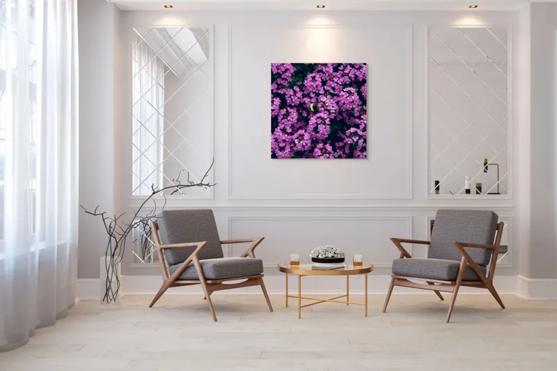 Tablou Canvas, "Albine printre florile de liliac", Flori, Mov, Albina, Natură, Delicat, Viu, Plante, Verdeață, 100 x 100 cm – poza 7
