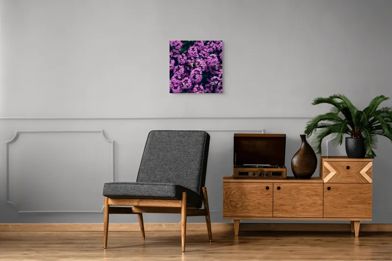 Tablou Canvas, "Albine printre florile de liliac", Flori, Mov, Albina, Natură, Delicat, Viu, Plante, Verdeață, 50 x 50 cm – poza 6