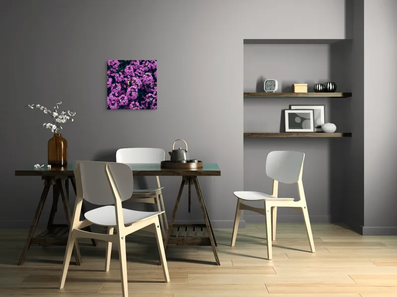 Tablou Canvas, "Albine printre florile de liliac", Flori, Mov, Albina, Natură, Delicat, Viu, Plante, Verdeață, 50 x 50 cm – poza 8