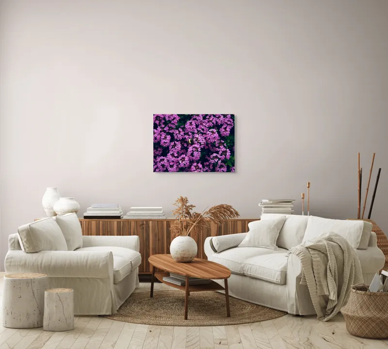 Tablou Canvas, "Albine printre florile de liliac", Flori, Mov, Albina, Natură, Delicat, Viu, Plante, Verdeață, 70 x 50 cm – poza 6